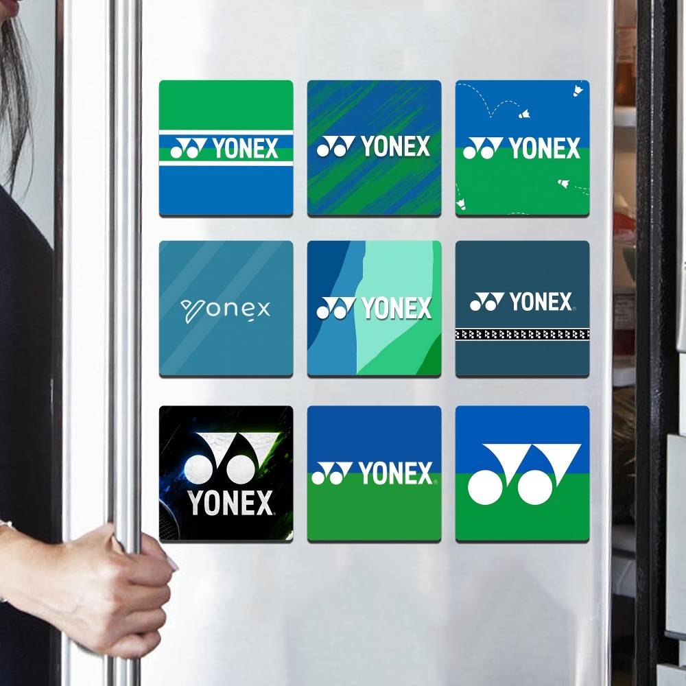 Badminton Yonex - แม่เหล็กติดตู้เย็นลายแบดมินตัน Y-Yonex 1 ชิ้น ที่ใส่รูปภาพแม่เหล็กแบบปรับแต่งได้ ทนทาน