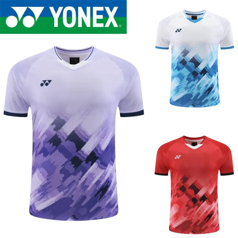Badminton Yonex - YONEX ชุดแข่งขันแบดมินตัน เสื้อแขนสั้นสำหรับผู้ชายและผู้หญิง เสื้อยืดแขนสั้นระบายอากาศแห้งเร็ว