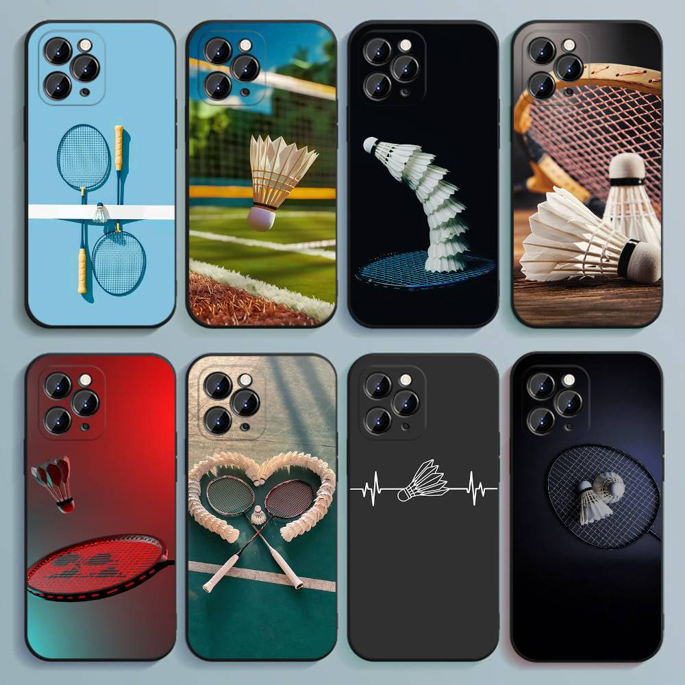 Badminton Quotes - เคสโทรศัพท์ลายกีฬาแบดมินตันเท่ๆ สำหรับ iPhone 17,16,15,14,13,12,Pro,Max,Plus,E,SE4,Air,Mini สีดำ แบบนิ่ม