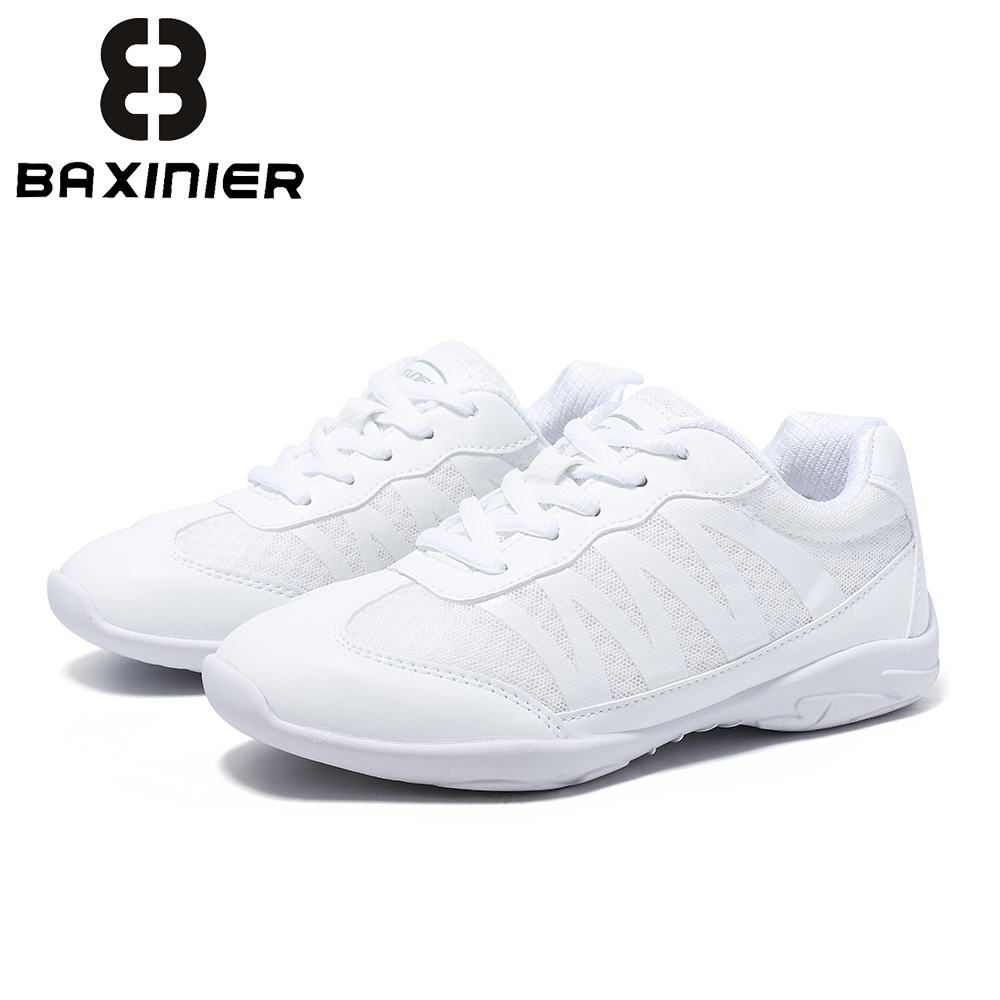 Badminton Youth - BAXINIER รองเท้ากีฬาสำหรับเด็กผู้หญิงสีขาว น้ำหนักเบา สำหรับเต้นรำ เทนนิส ฝึกซ้อม