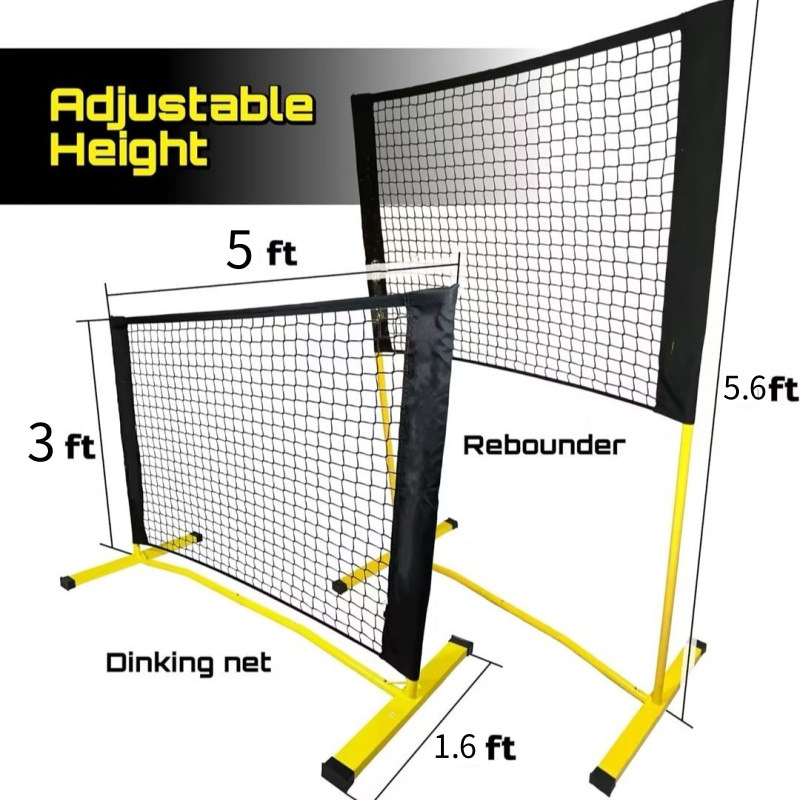 Training Net Mini - ตาข่ายฝึกซ้อมพิกเคิลบอลแบบเด้งกลับขนาดเล็ก ตาข่ายพิกเคิลบอลเดี่ยวสำหรับกลางแจ้ง ตาข่ายพิกเคิลบอลปรับระดับได้ อุปกรณ์เสริมเทนนิสแบบพกพา