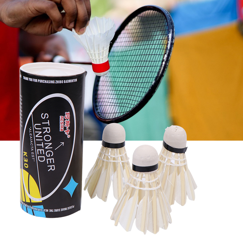 Badminton Youth - ลูกขนไก่แบดมินตัน 3 ลูก คุณภาพระดับมืออาชีพ สีขาว ความเร็วสูง