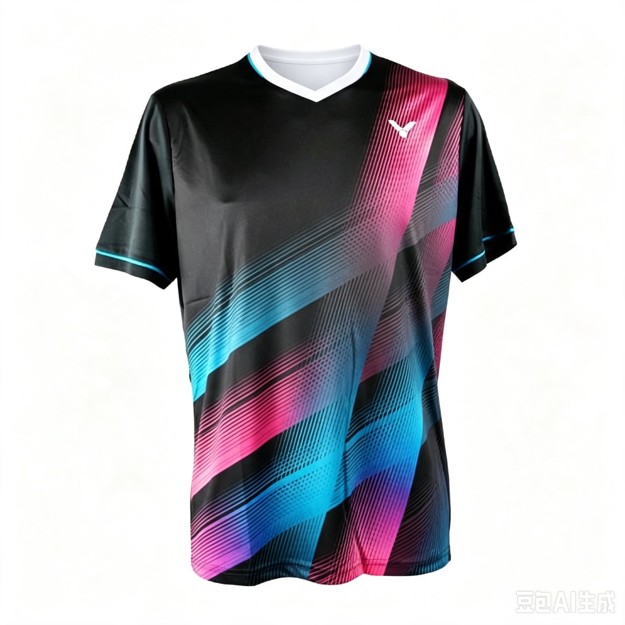 Badminton Png - เสื้อเจอร์ซีย์แบดมินตันคอวีสำหรับผู้ชาย สีชมพู-น้ำเงินลายทาง แห้งเร็ว เสื้อกีฬาแบบยูนิเซ็กส์ สำหรับเทเบิลเทนนิส วิ่ง